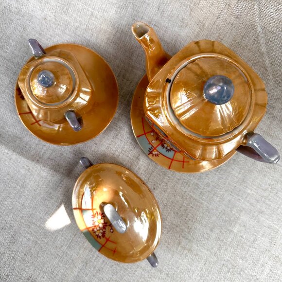 Vintage Made in Japan Lusterware Single Service Tea Set - Picture 2 of 14